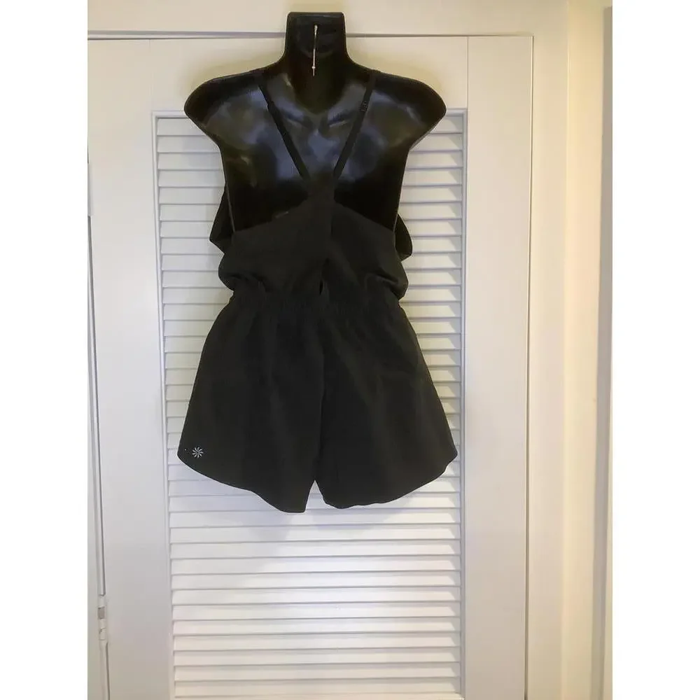 Athleta Speedwork Black Crossover Strap Featherweight Built in Brief Romper XXS - Picture 5 of 7